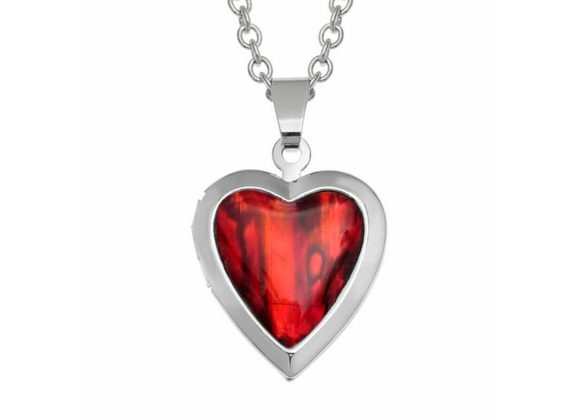 Red Paua shell Heart Locket Pendant by Tide Jewellery