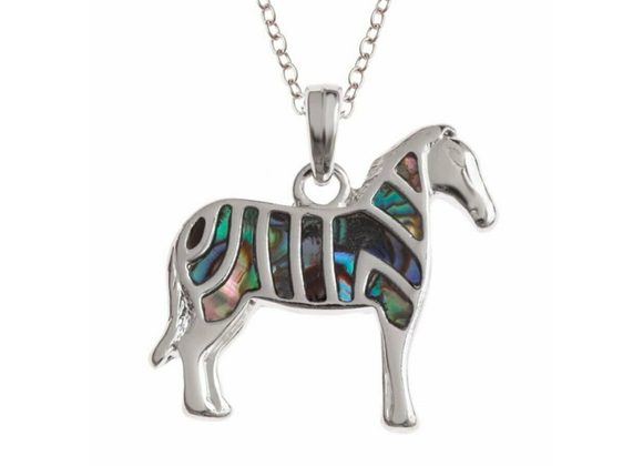 Zebra inlaid Paua Shell Pendant by Tide Jewellery
