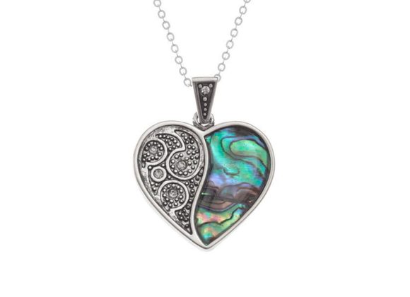 Halved Heart inlaid Paua Shell Pendant by Tide Jewellery