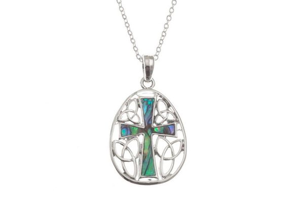 Oval Cross Paua Shell Necklace by Tide Jewellery