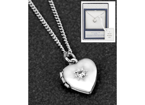 Heart Locket Silver Plated Necklace by Equilibrium