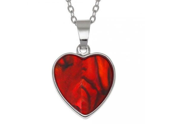 Red Heart inlaid Paua shell Pendant by Tide Jewellery