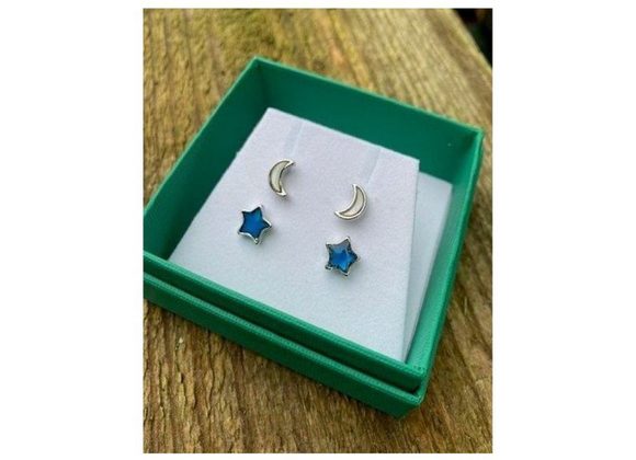 Moon & Star Stud Earrings by Tide Jewellery