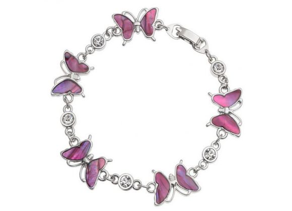Butterfly pink inlaid Paua shell Bracelet by Tide Jewellery