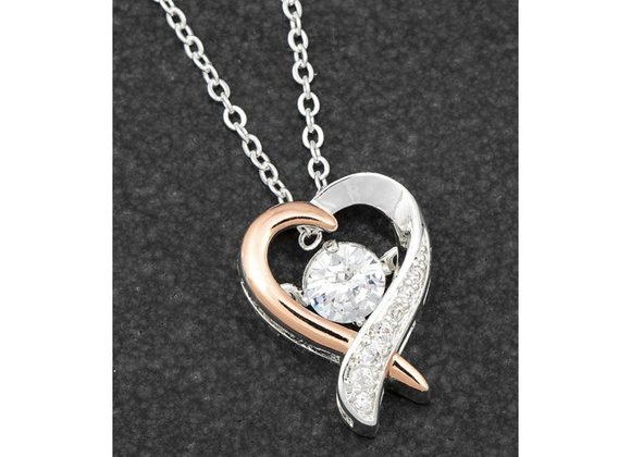 Kissing Heart Two Tone Silver Plated Necklace