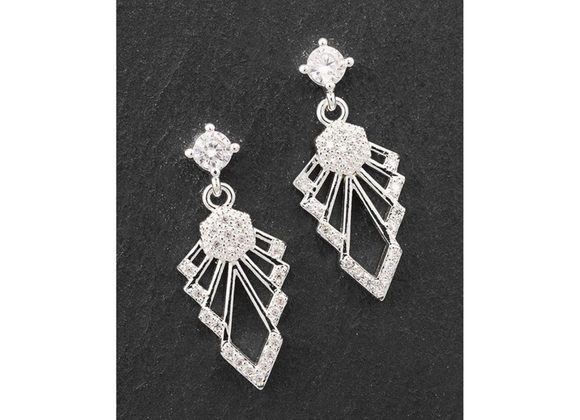 Silver Plated Earrings Art Deco style Tiered Silver Plated Earrings
