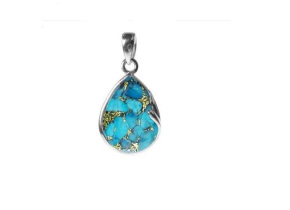 Beautiful 925 Silver & blue Mohave Turquoise Pendant and chain