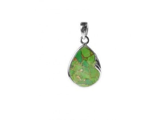 Beautiful 925 Silver & Green Mohave Turquoise Pendant and chain