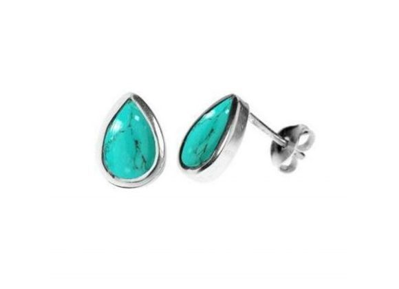 925 Silver Turquoise teardrop stud Earrings