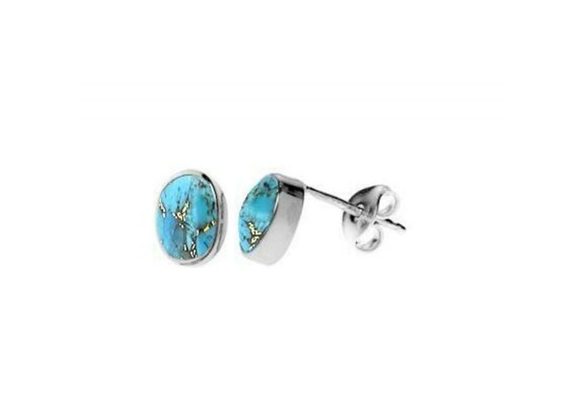 925 Silver Mohave Turquoise oval 6mm stud Earrings