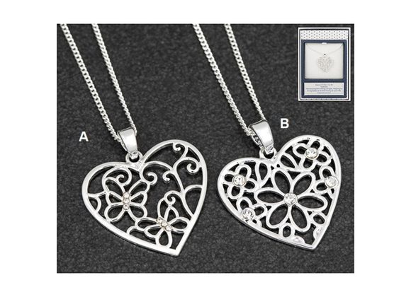 Heart Silver Plated Filigree Necklace by Equilibrium