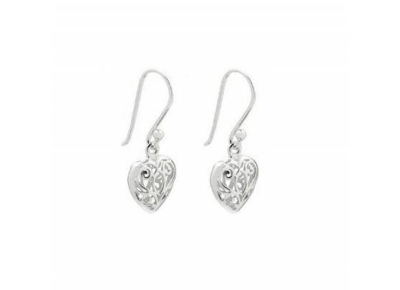 925 Silver Filigree Heart Earrings