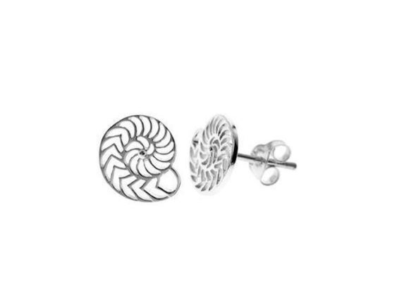 925 Silver Ammonite Stud Earrings