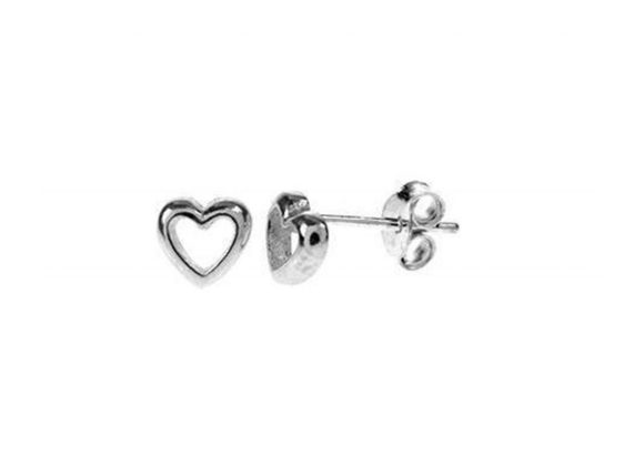 925 Silver small open Heart stud Earrings