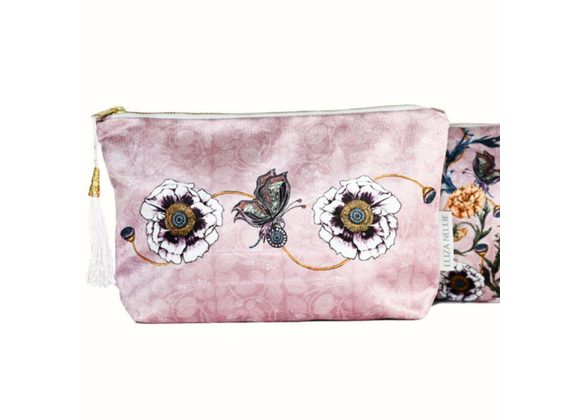 ‘Mystical Garden’ Velvet Wash Bag, Rose Pink by Eliza Nellie