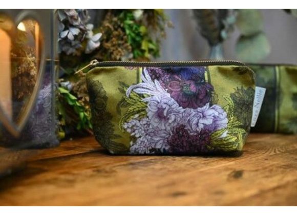 Olive & Aubergine Velvet Cosmetic Bag by Eliza Nellie