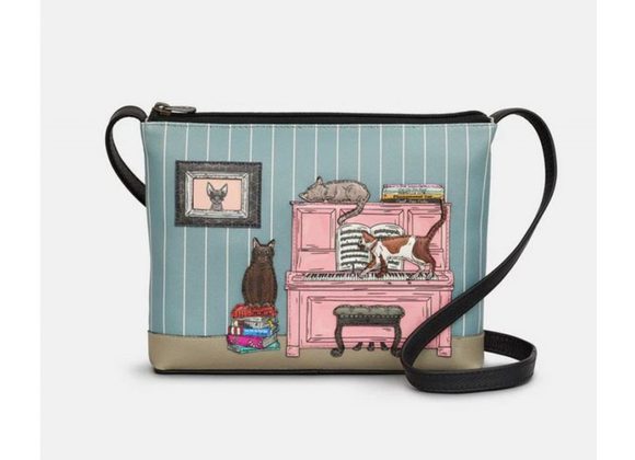 Piano & Cats Leather Cross Body Bag by YOSHI