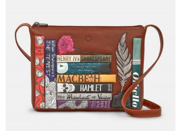 Shakespeare Bookworm Brown Leather Cross Body Bag by YOSHI