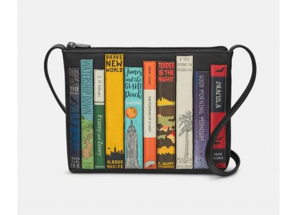 Bookworm Black Leather Cross Body Bag by YOSHI