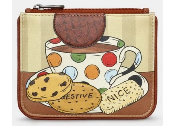 Tea and Biscuits Zip Top Leather Purse by YOSHI