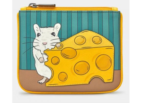 Mouse And Cheese Zip Top Leather Purse by YOSHI