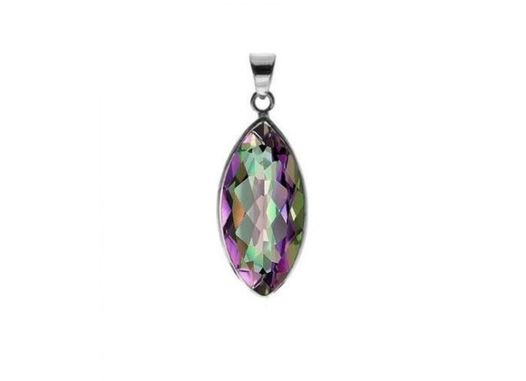 925 Silver & faceted marquis Mystic Topaz Pendant and chain