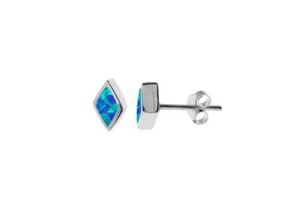 925 Silver & Opalique Diamond shape Stud Earrings