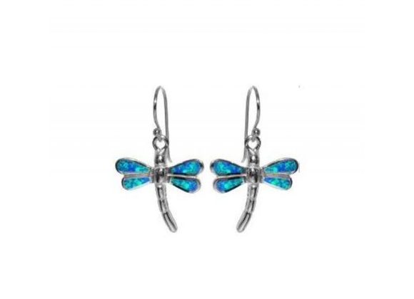 925 Silver & Opalique Dragonfly Earrings