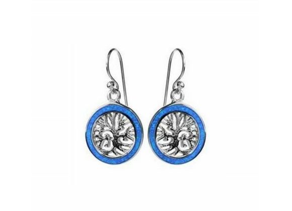 925 Silver & Opalique Tree of Life Earrings