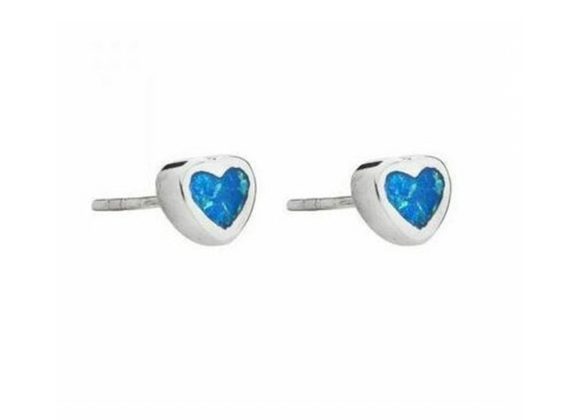 925 Silver & Opalique Heart Stud Earrings