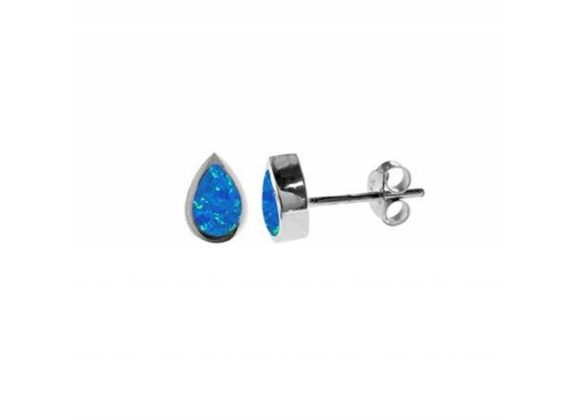 925 Silver & Opalique Teardrop Stud Earrings