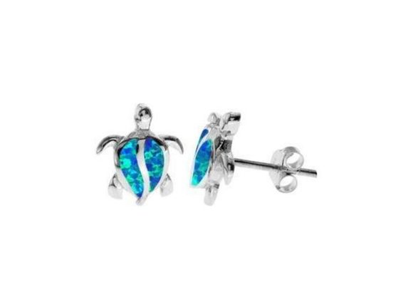 925 Silver & Opalique Turtle Stud Earrings