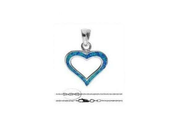 925 Silver & Opalique Heart Pendant and Chain