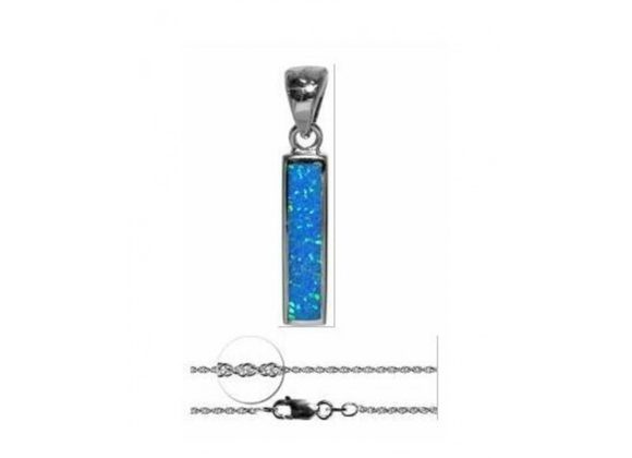 925 Silver & Opalique Bar Pendant and Chain