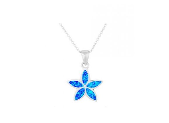 925 Silver & Opalique Floral Pendant and Chain
