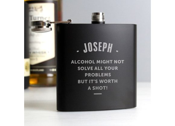 Personalised Black Hip Flask - Any Message
