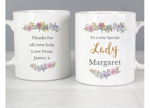 Personalised Floral Message Mug