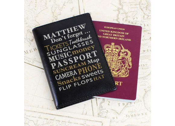 Personalised Dont Forget... Black Passport Holder