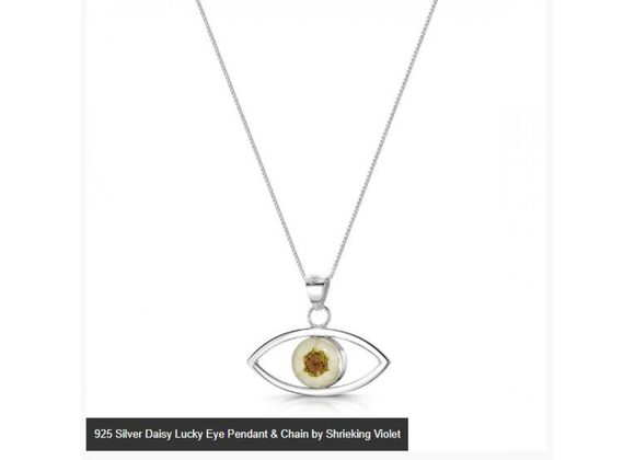 925 Silver Daisy Lucky Eye Pendant & Chain by Shrieking Violet