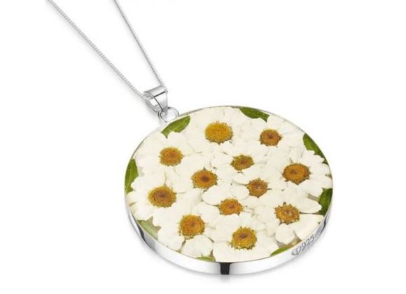 Large round Silver Necklace - Daisy