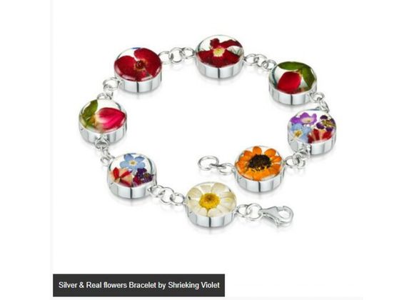 Silver & Real flowers Bracelet by Shrieking Violet