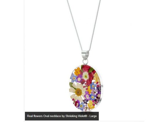 Real flowers Oval necklace by Shrieking Violet® - Large