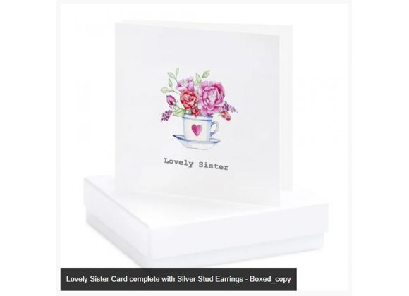 Lovely Sister Card complete with Silver Stud Earrings - Boxed