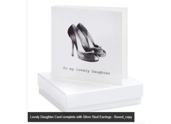 Lovely Daughter Card complete with Silver Stud Earrings - Boxed