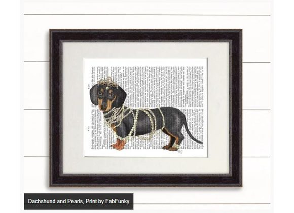 Dachshund and Pearls, Print by FabFunky