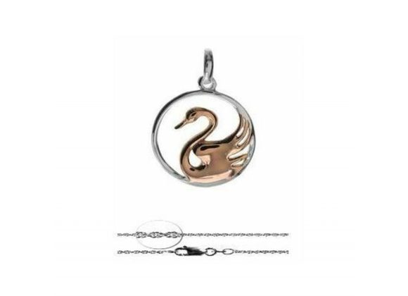 925 Silver with rose gold plated Swan Pendant and Chain