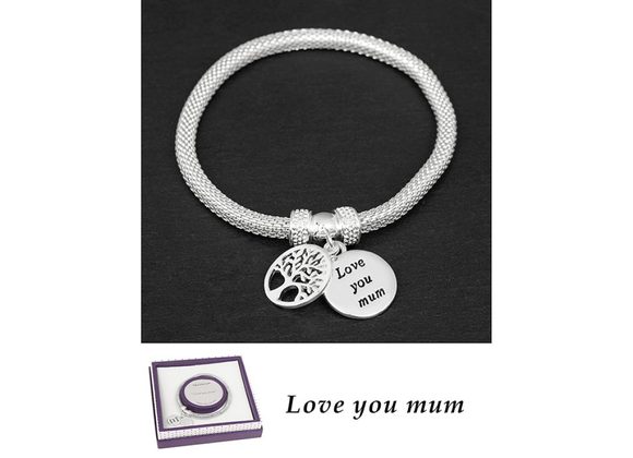 MUM Silver Plated Mesh style Bracelet by Equilibrium