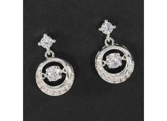 Circle Silver Plated & CZ Earrings by Equiluibrium