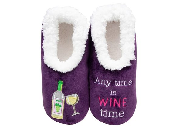 Any time ....Is WINE Time - Snoozies Slippers