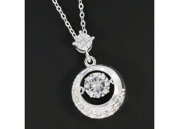 Circle CZ Silver Plated Pendant by Equilibrium
